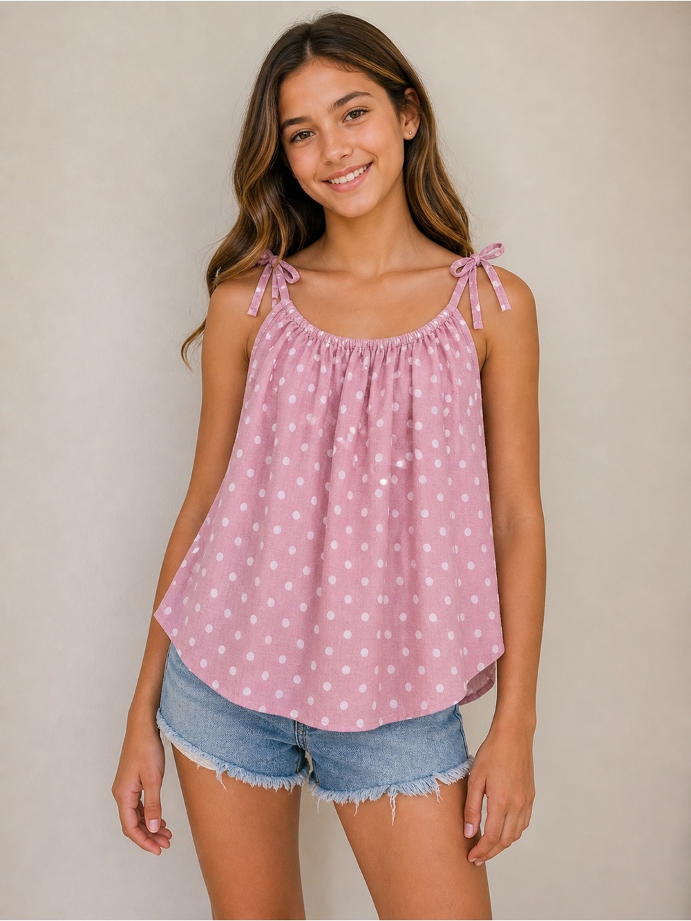 NWT Cup Of Sweet Purple Polka Dot Top Tank Shirt Blouse Girls Size 11-12.